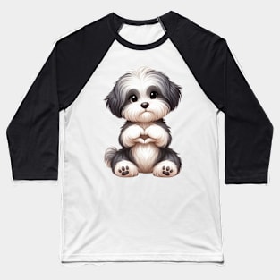 Valentine Havanese Dog Giving Heart Hand Sign Baseball T-Shirt